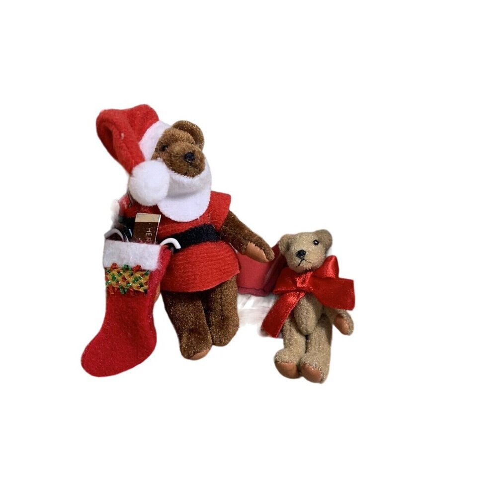 Vintage Gund The Littlest Bears 7010 Santa Claus And Elf - Picture 2 of 3